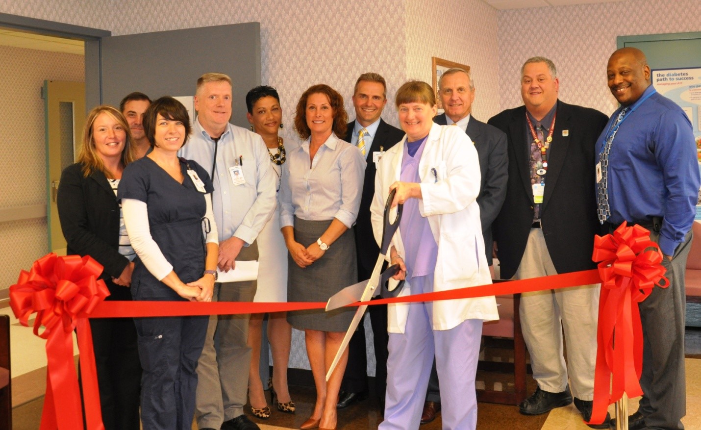 On Monday, September 9, 2013, Catskill Regional Medical Center held a ribbon-cutting ceremony to celebrate the opening of its Wound Healing Center. The event was attended by staff, vendors and patients. Dr. Gerald Galarneau, Catskill Regional’s CEO and Chairman of the Board, Mr. Darrel Supak, thanked those who worked to establish the center as well as thanking the community, patients and physicians for their support of Catskill Regional and its services. The Catskill Regional Wound Healing Center is located at the Main Campus, 68 Harris Bushville Road, 4th Floor in Harris. Led by Co- Medical Directors Gregg Atlas, DPM, CWS and Gary Good, MD, the Center offers hyperbaric oxygen therapy and a team of specialized clinicians, as well as the most advanced treatments and therapies for chronic and non-healing wounds. The Wound Healing Center is open Monday through Friday from 8:00 a.m. – 4:00 p.m. For more information or to make an appointment, call 845-794-4620 or visit www.crmcny.org/WoundHealingCenter 