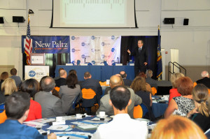 Dr. Paul Harrington of Drexel University addresses a packed room of more than 200 at SUNY New Paltz for HVEDC’s second annual State of the Hudson Valley Economy.