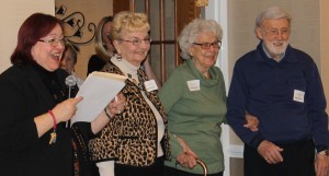 Glen Arden Director of Sales Lois DiStefano, left, and Welcome Committee members Rose Byrnes and Rudy Lantelme welcome new resident Dorothy Mueller, third from left, during the recent new resident cocktail reception at Glen Arden.