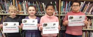 Black Nights “Highest Individual” Orange County reading honors by grade level went to GGM Kindergartener Tyler Marsh, left, first-grader Kayla Jones, second-grader Isabel Yeon and fifth-grader Mario Ginis.