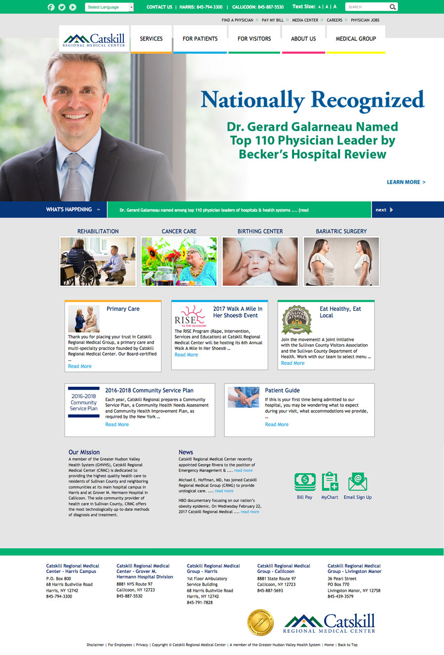 Catskill Regional Medical Center Website Design and Development