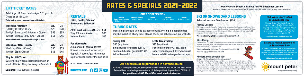 Rates and Specials Signage